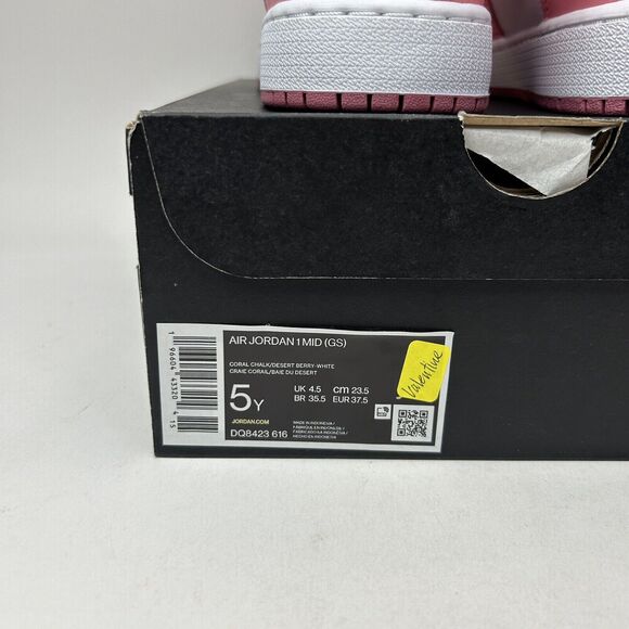 Nike Shoes Air Jordan 1 Retro Mid GS “Valentines Day/Coral Pink” 2023 - Picture 5 of 5